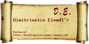 Dimitrievics Elemér névjegykártya